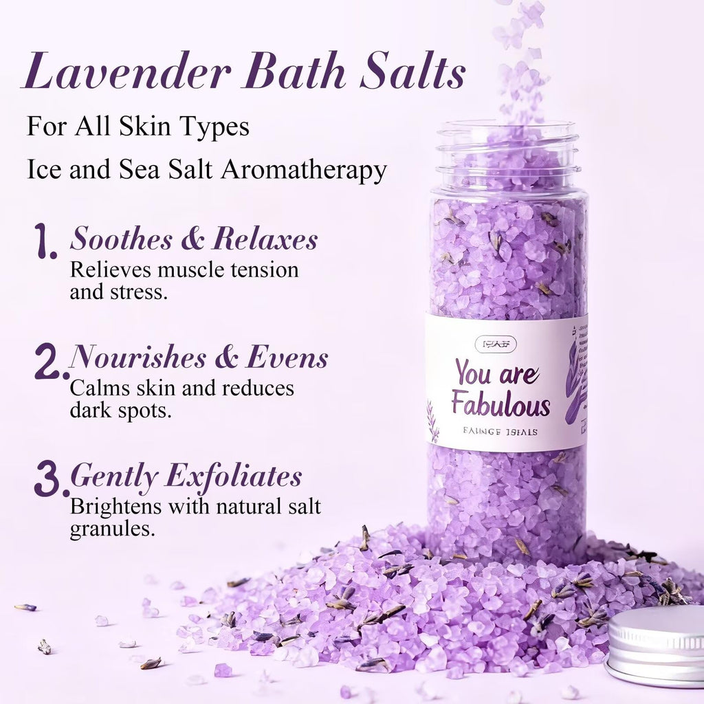 Fyroax Spa Gifts for Women – 7-Piece Lavender Bath Set, Self-Care Gift Kit