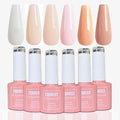 FZANEST Rubber Base Builder Gel Kit – 6x7.5ml, 7-in-1 Nail Strengthener & Nude Pink Colors
