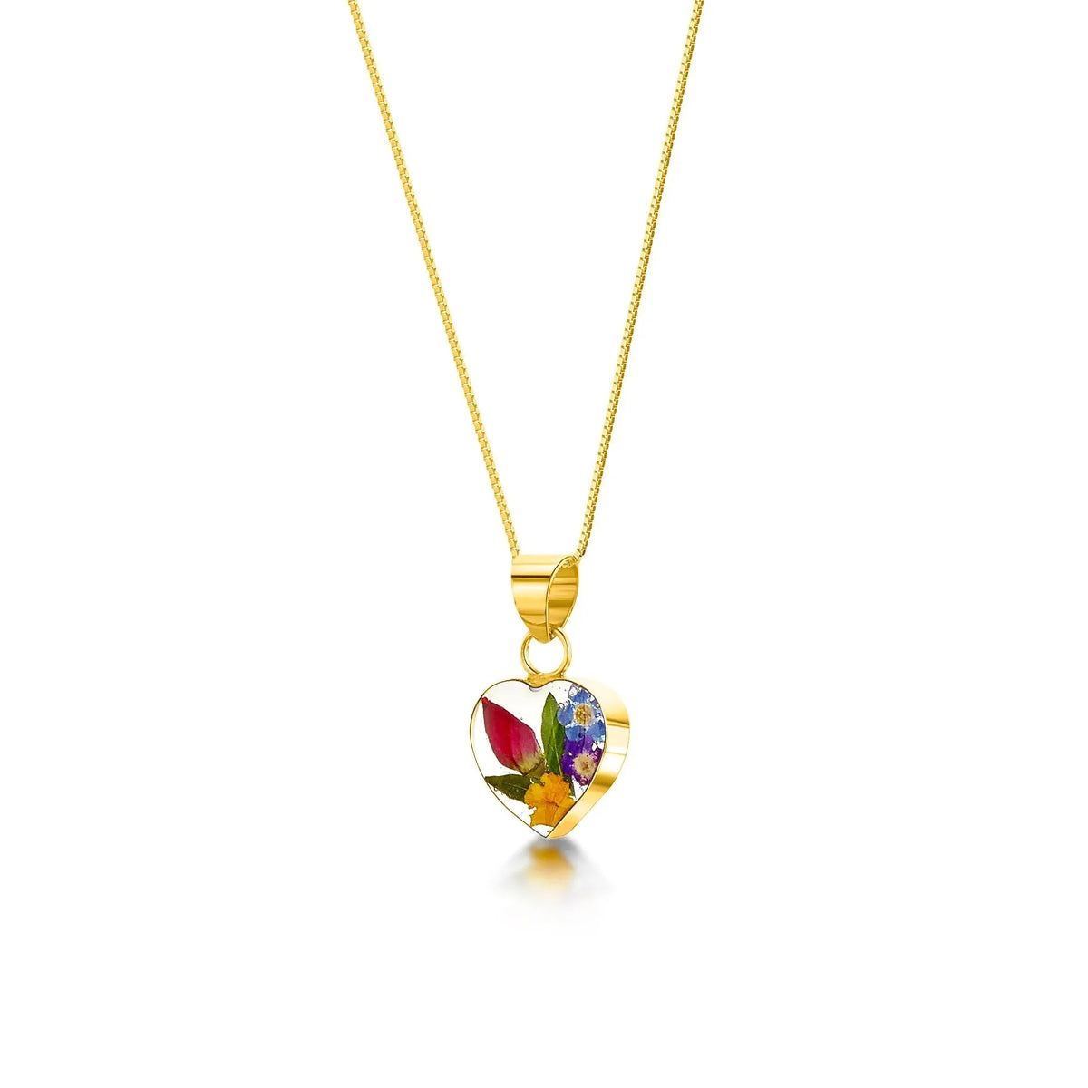 Mixed Flower Heart Pendant Necklace