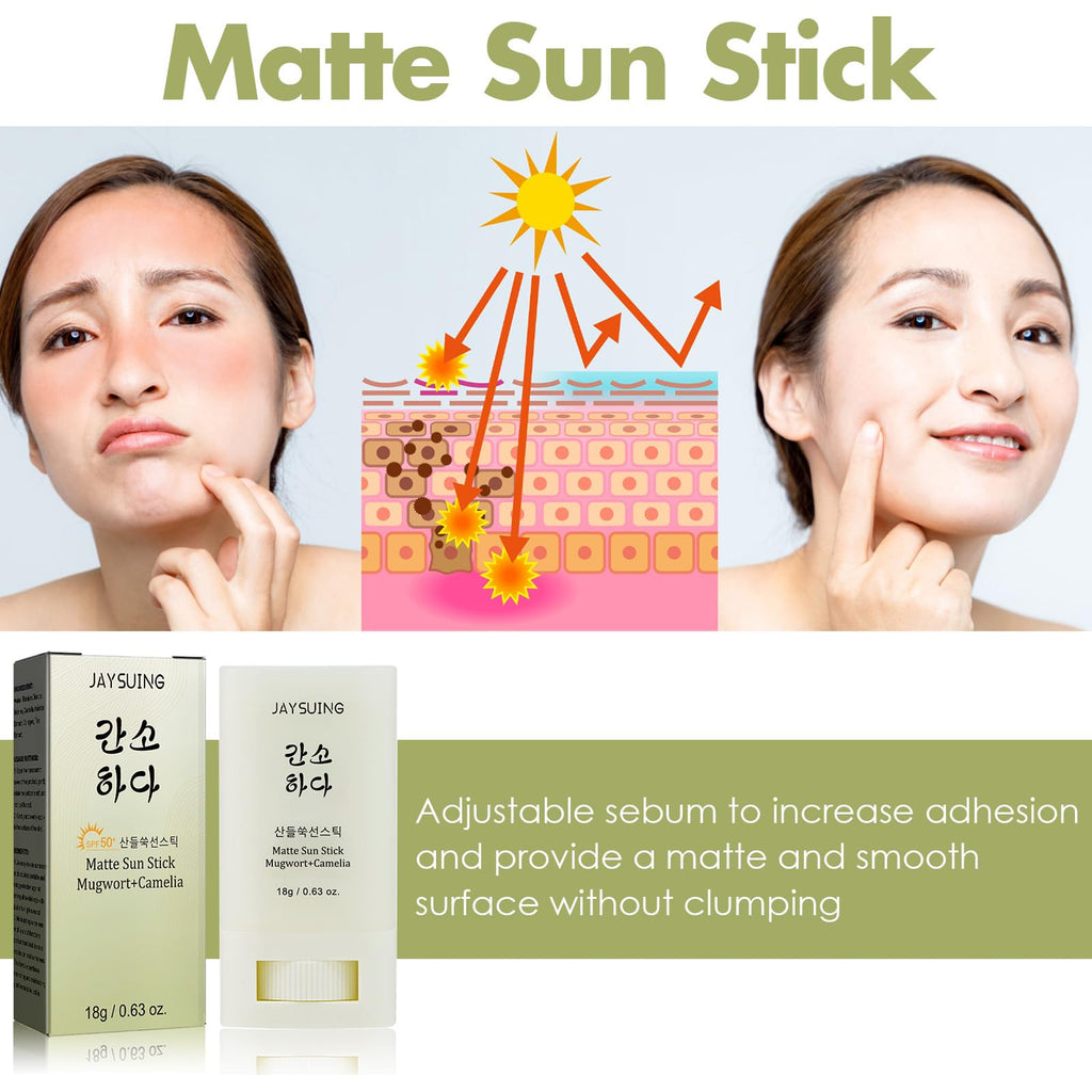 Gaayou Matte Sun Stick Mugwort + Camelia SPF 50+ PA++++ | Non-Greasy Face & Body Sunscreen Stick