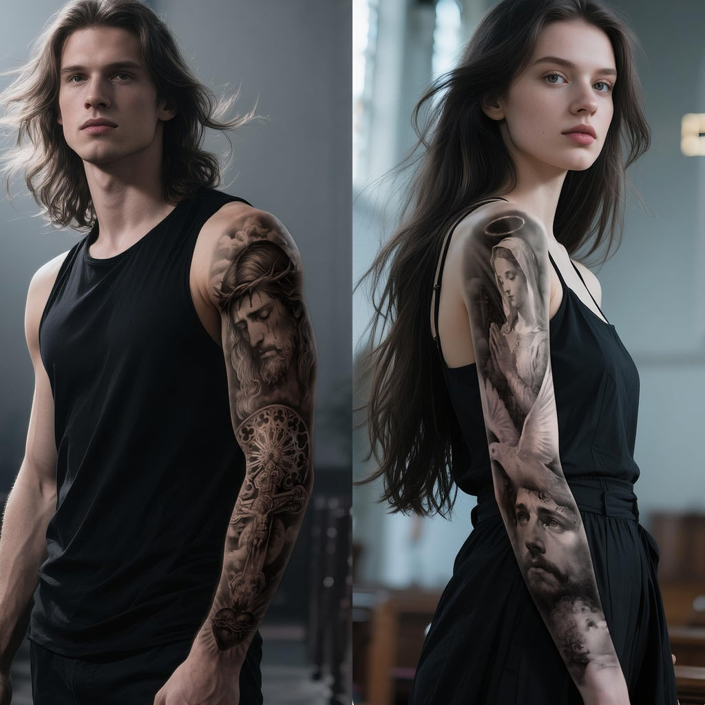 Gabizafia 48 PCS Large Christian Temporary Tattoos – Realistic Jesus Cross & Bible Symbols (Waterproof)