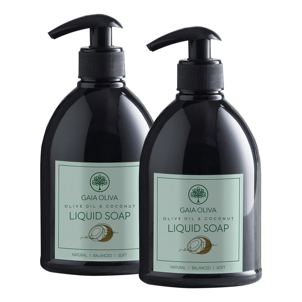 GAIA Oliva Olive Oil Hand Soap Liquid – Luxury Moisturizing Hand Wash with Coconut Scent, 16.9 fl oz (Pack of 2)