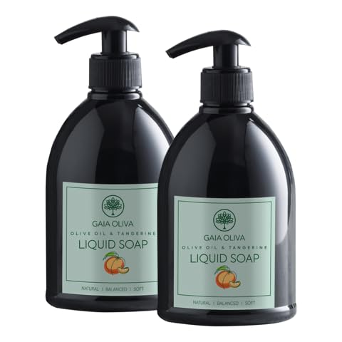 GAIA Oliva Olive Oil Hand Soap Liquid – Luxury Moisturizing, Tangerine Scent (16.9 oz x2)