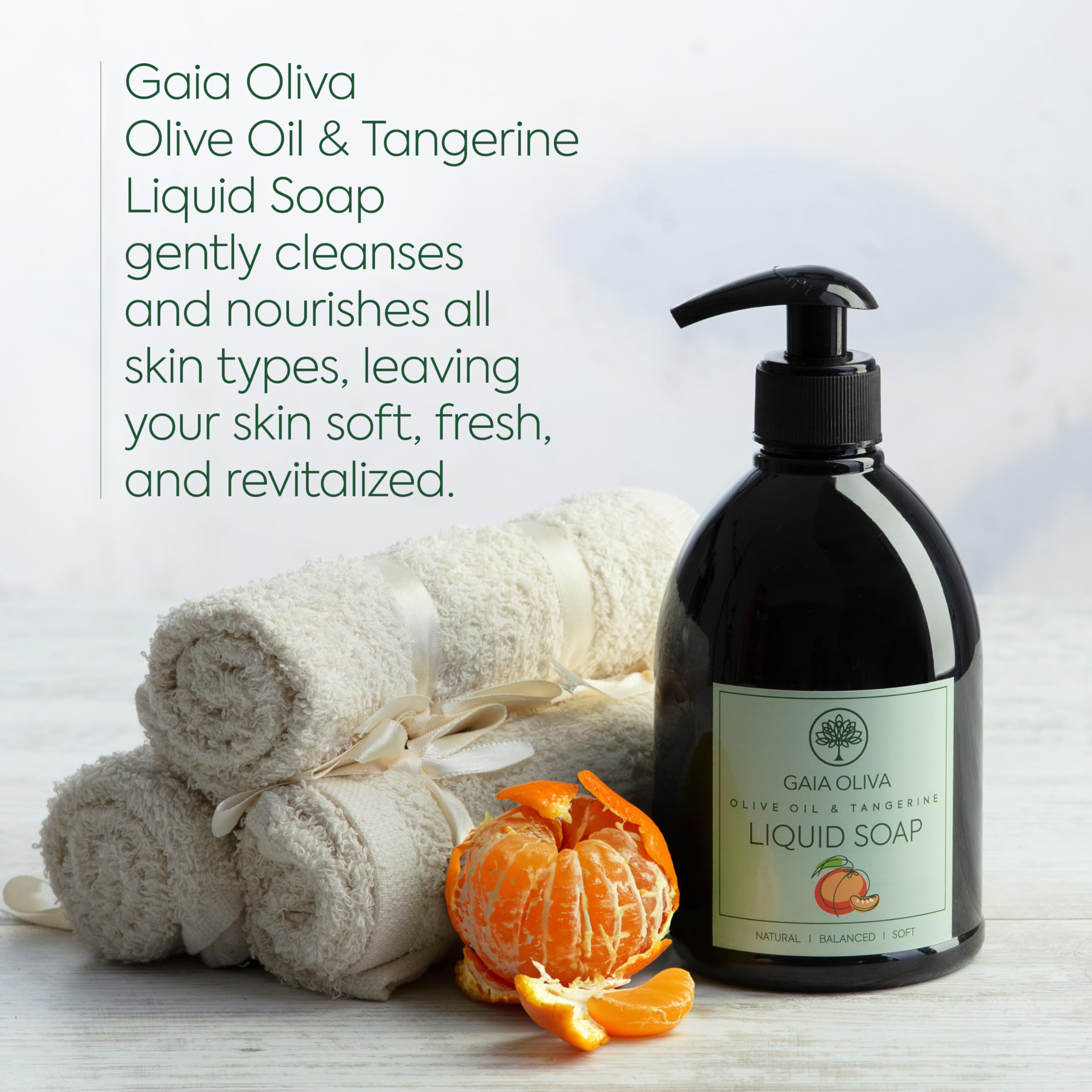 GAIA Oliva Olive Oil Hand Soap Liquid – Luxury Moisturizing, Tangerine Scent (16.9 oz x2)