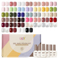 GAOY 42-Pcs Gel Nail Polish Kit — 39 Colors + Glossy & Matte Top Coat + Base Coat for Salon & DIY at Home