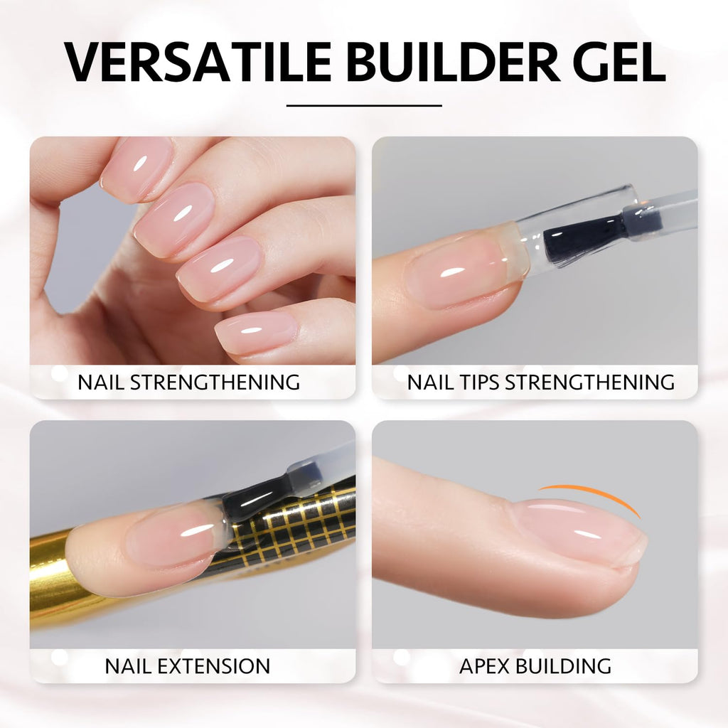 GAOY 6 Colors Builder Gel Set – Milky White, Rose Jelly, Nude Sheer, Pink & More
