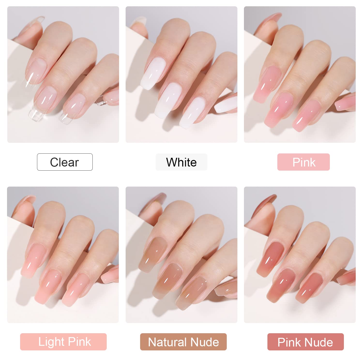 GAOY Poly Gel Nail Kit with UV Light Starter — 6 Colors, All-in-One DIY Builder Gel Set