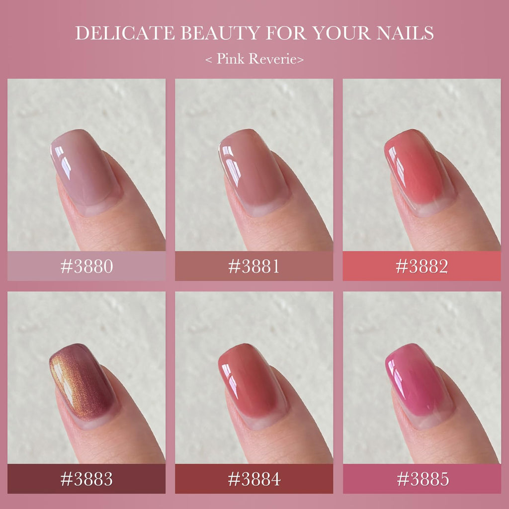 GAOY Cameo Pink Gel Nail Polish Set — 6 Colors, UV Cure for DIY Manicures