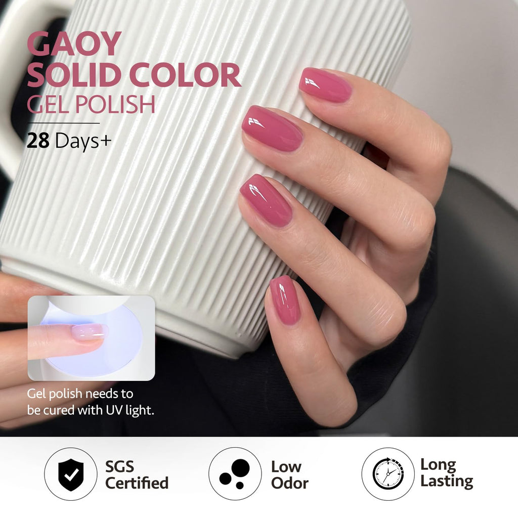GAOY Cameo Pink Gel Nail Polish Set — 6 Colors, UV Cure for DIY Manicures