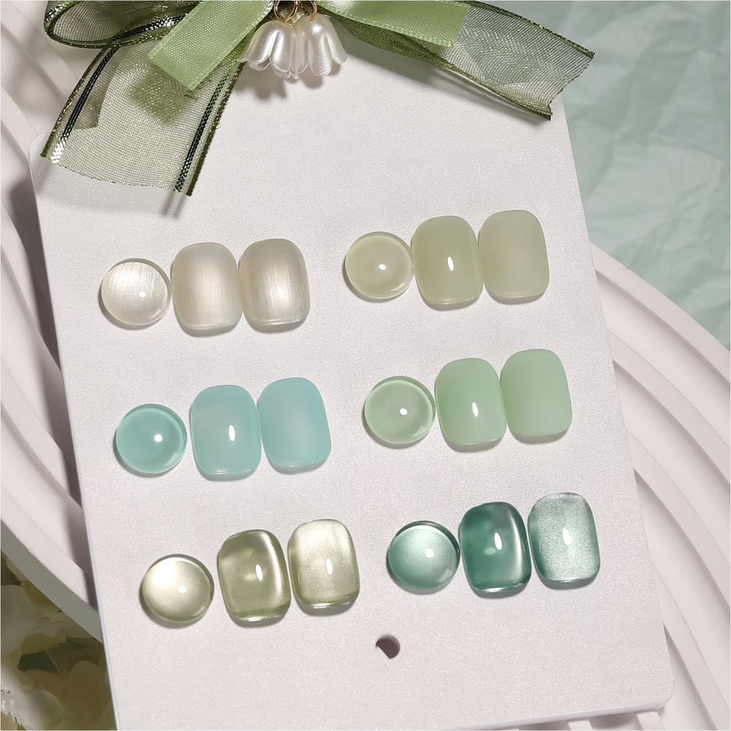GAOY Cat Eye Gel Nail Polish Set with Magnet – Mint Green Holographic Cat Eye for Home Manicure