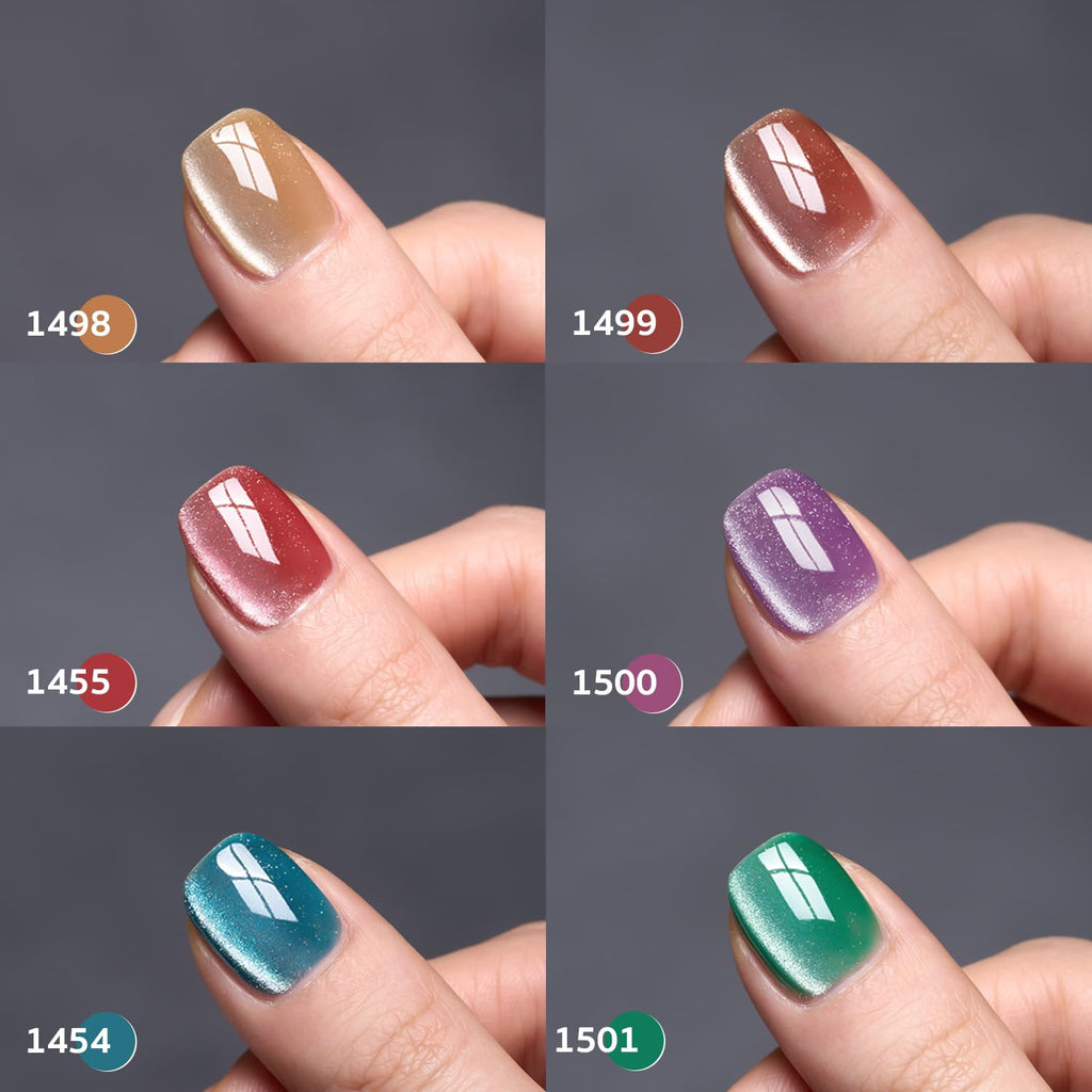 GAOY Glitter Galaxy Cat Eye Gel Nail Polish Set with Magnet – Holographic Cat Eye Nail Art at Home