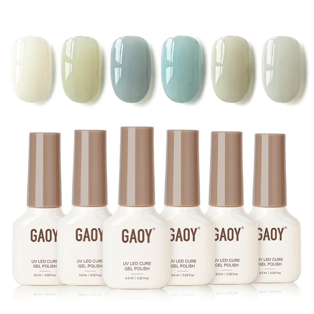 GAOY Coastal Breeze Jelly Gel Nail Polish Kit – 6 Soft Summer Colors