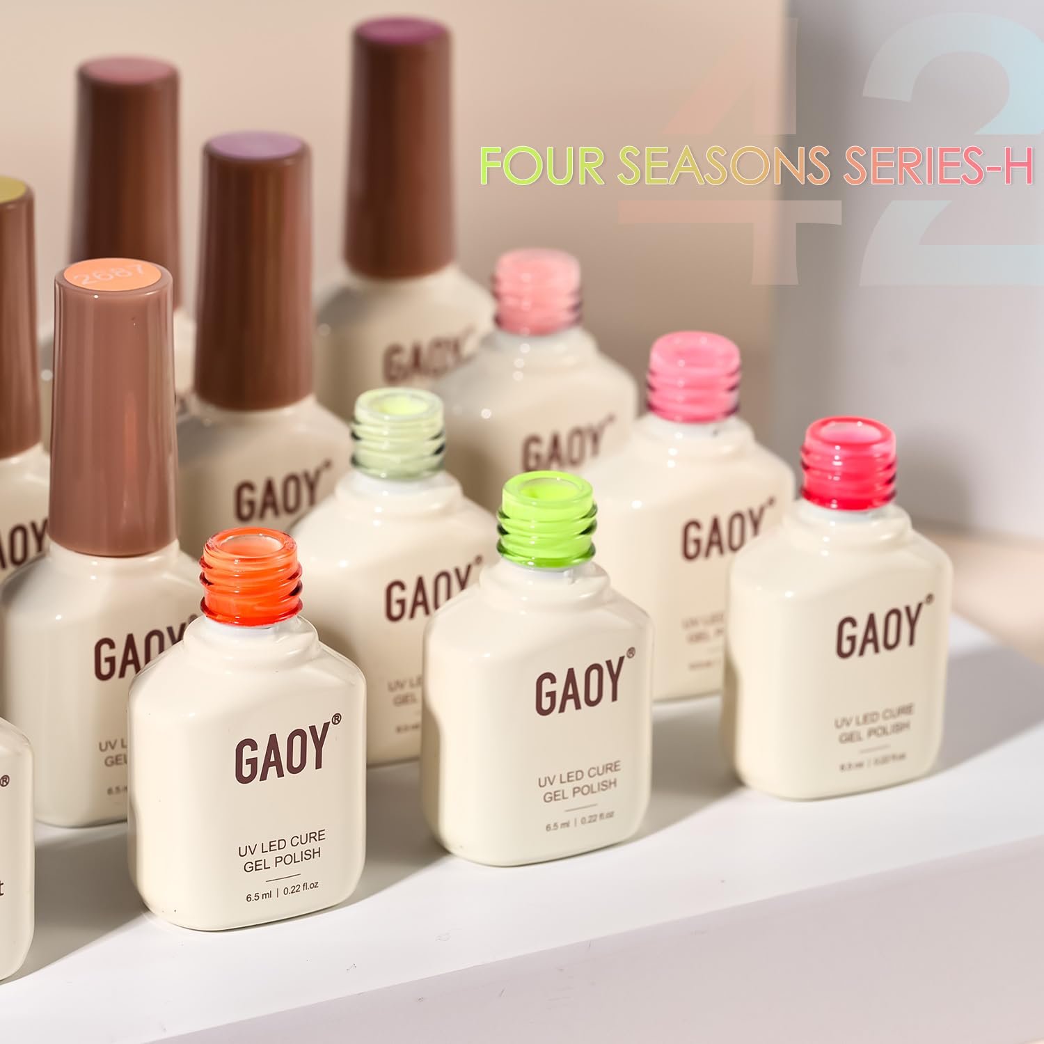 GAOY 42 Pcs Gel Nail Polish Kit with Neon Colors & Top Coats – DIY Manicure at Home