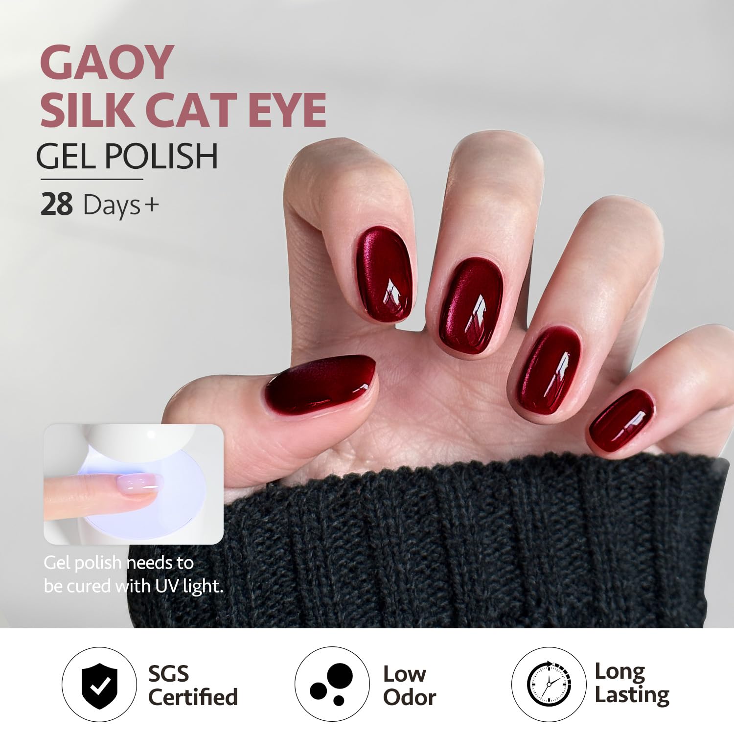 GAOY Dream World Glitter Cat Eye Gel Nail Polish Set with Magnet – Pink/Blue Holographic Cat Eye, 6 Color Gel Kit