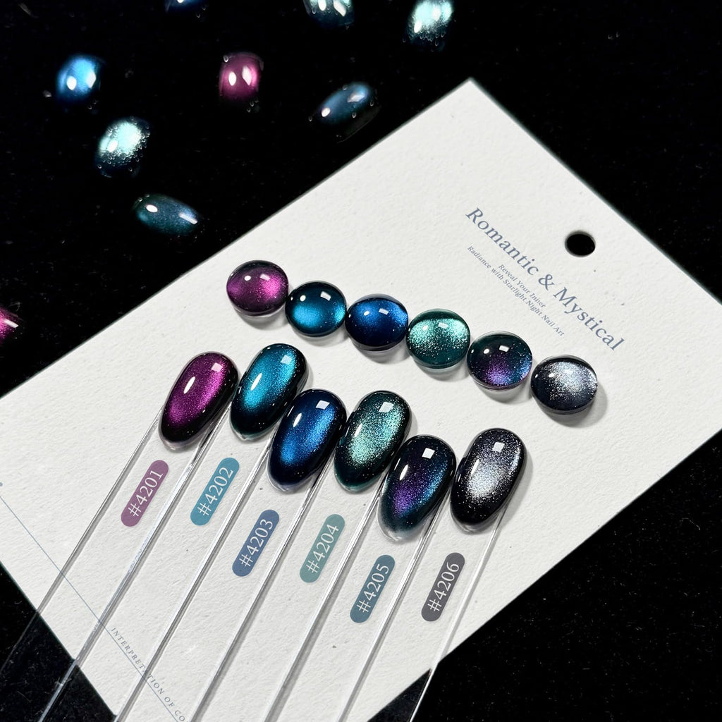 GAOY Glitter Cat Eye Gel Nail Polish Set with Magnet – 6 Colors, Long-Lasting Shine