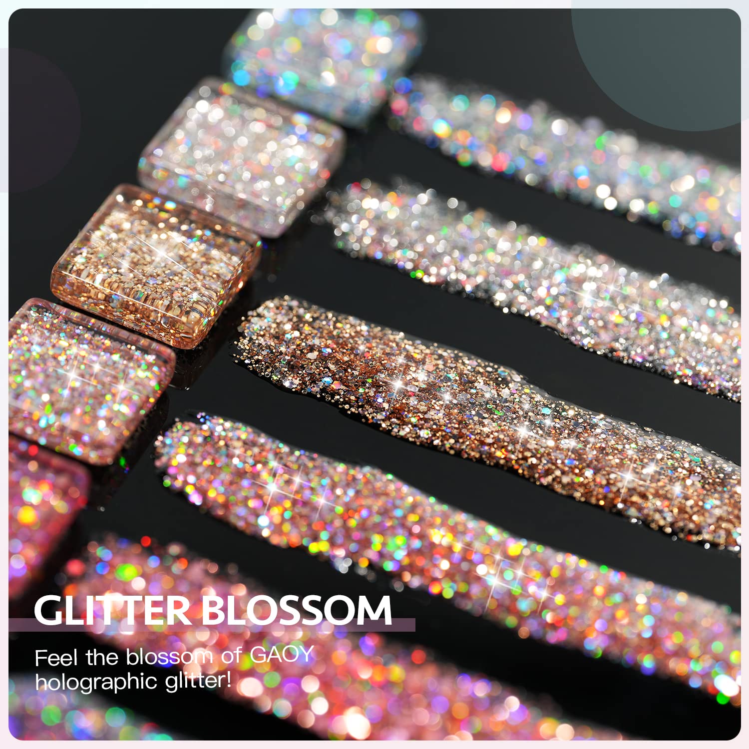 GAOY Glitter Gel Nail Polish Set — 6 Shimmer Colors for DIY Manicure & Pedicure at Home