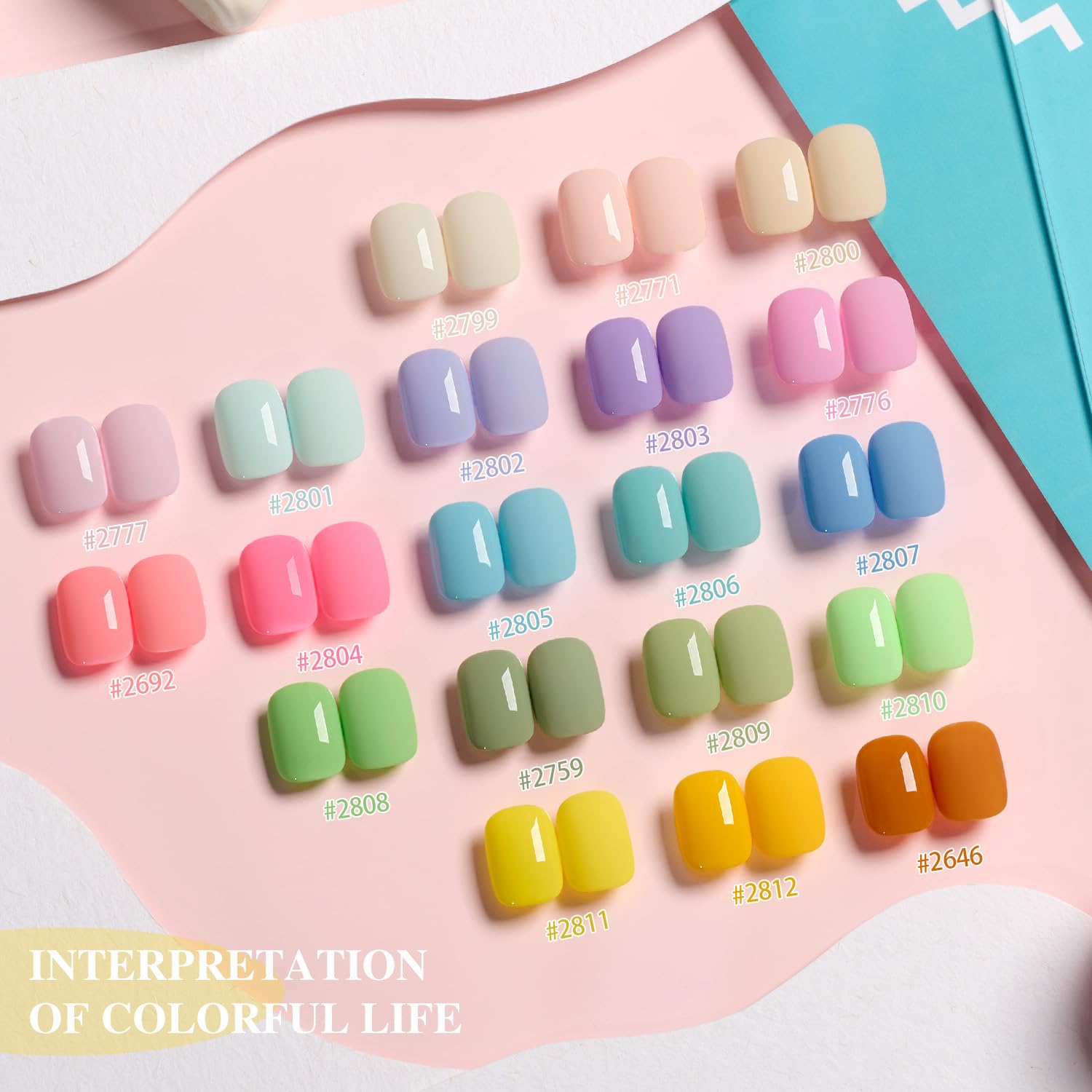 GAOY 23-Pcs Gel Nail Polish Kit – Pastel Macaron Colors with Glossy & Matte Top Coats, Base Coat, DIY Gel Nails