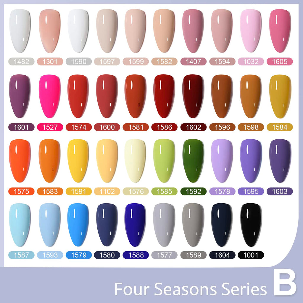 GAOY 39-Color Gel Nail Polish Kit with Glossy & Matte Top Coats – All Seasons