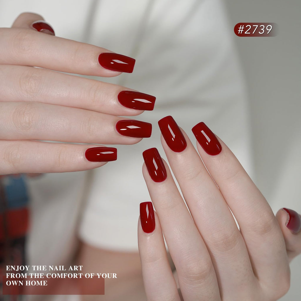 GAOY 23-Pcs Gel Nail Polish Kit – Red Glitter Colors with Glossy & Matte Top Coats