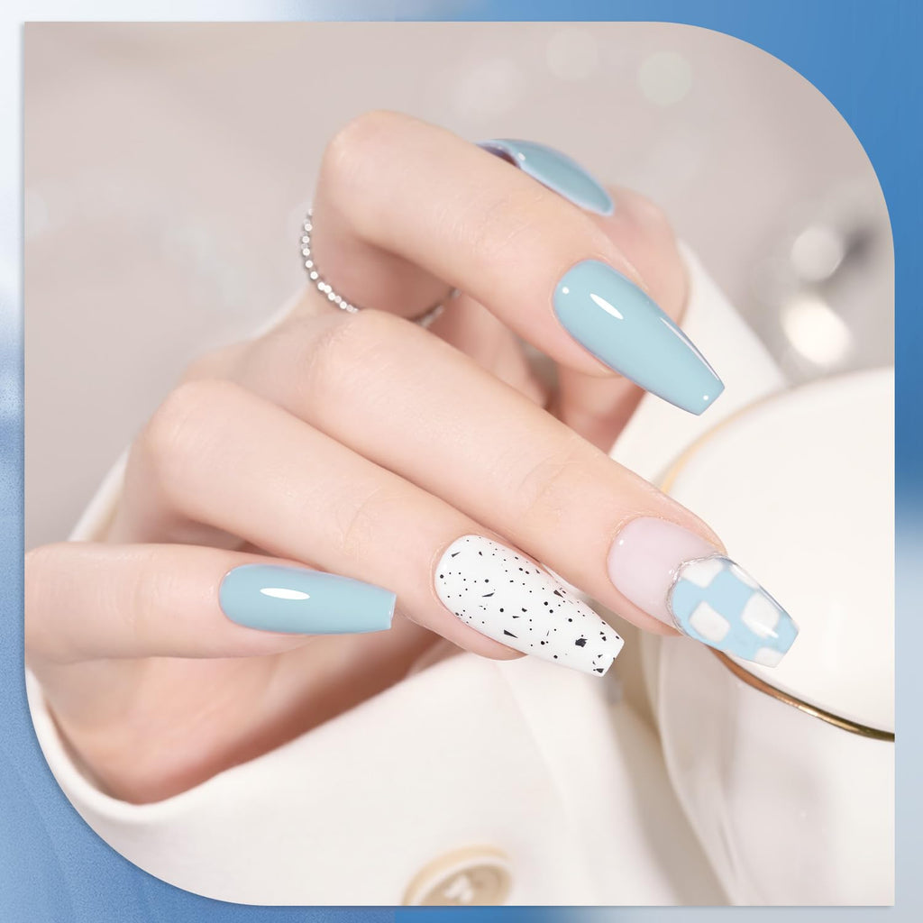 GAOY Blue Navy Gel Nail Polish Set — 6 Colors (Nude, Gray, Baby Blue) Soak-Off UV Kit