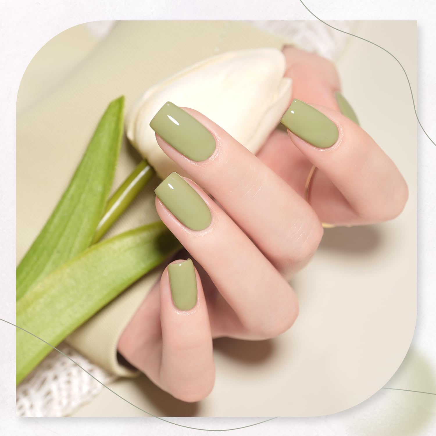 GAOY Green White Spring Gel Nail Polish Set – 6 Colors, Soak-Off, UV Light Cure