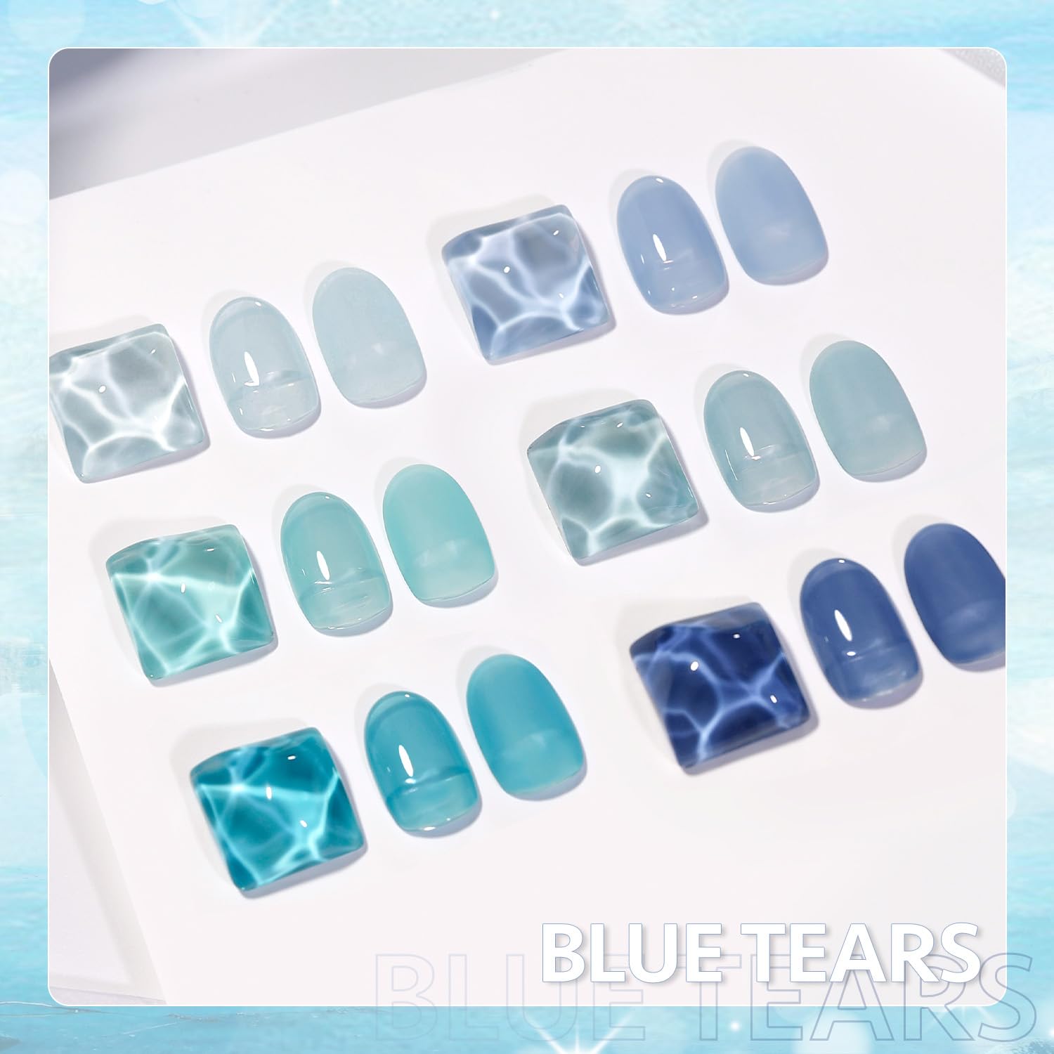GAOY Jelly Blue Gel Nail Polish Set – 6 Transparent Colors, UV Curing for At-Home Nail Art