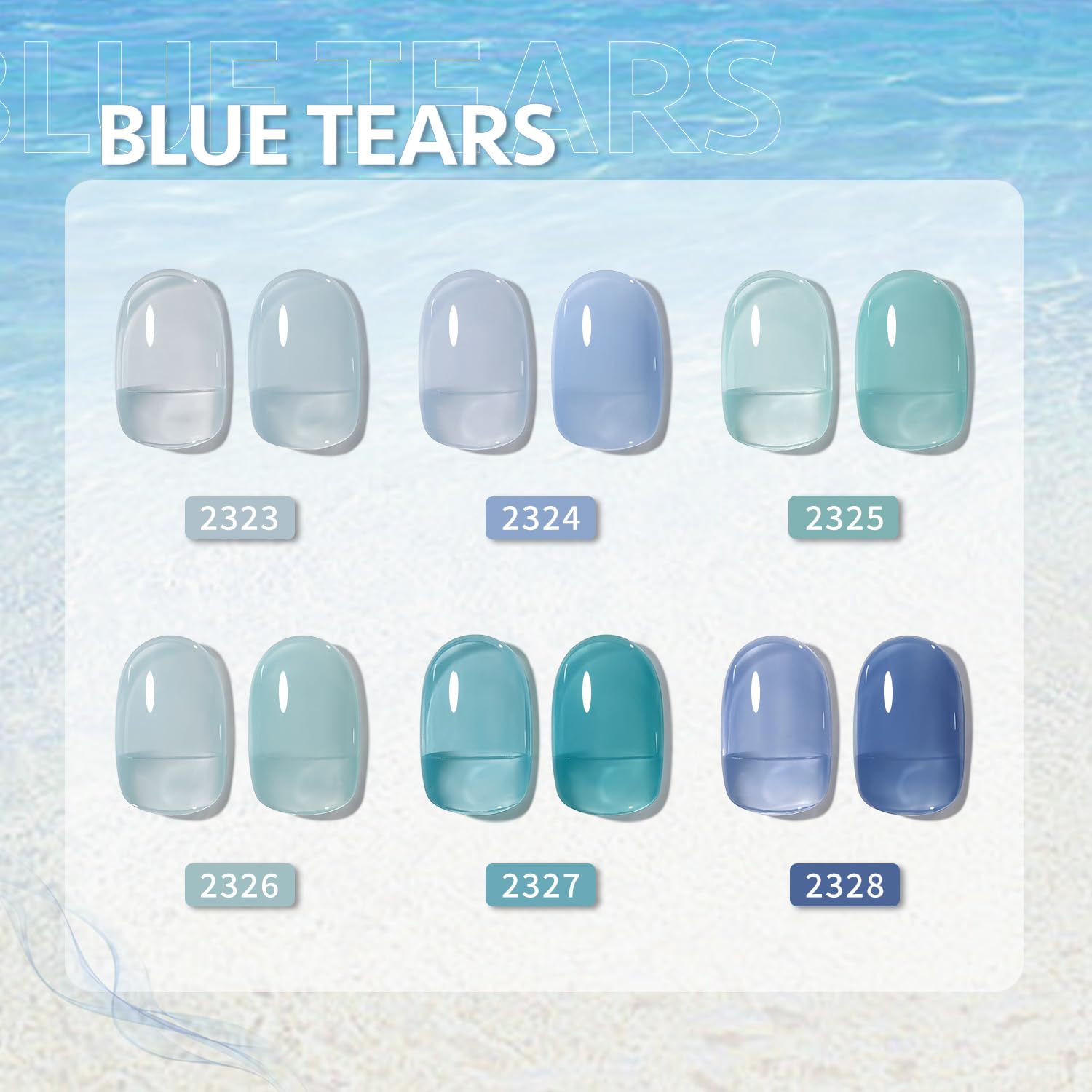 GAOY Jelly Blue Gel Nail Polish Set – 6 Transparent Colors, UV Curing for At-Home Nail Art