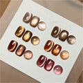 GAOY Jelly Brown Cat Eye Gel Nail Polish Set with Magnet – Glitter Holographic Cat Eye, UV Gel Manicure at Home