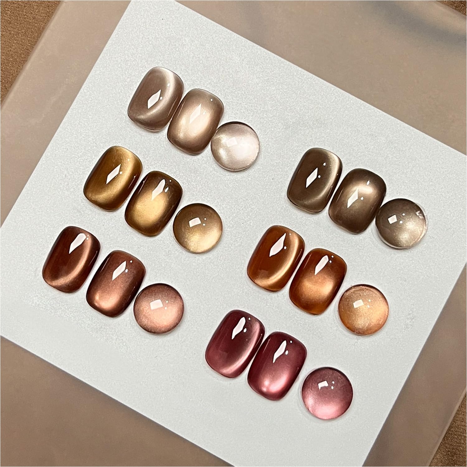 GAOY Jelly Brown Cat Eye Gel Nail Polish Set with Magnet – Glitter Holographic Cat Eye, UV Gel Manicure at Home