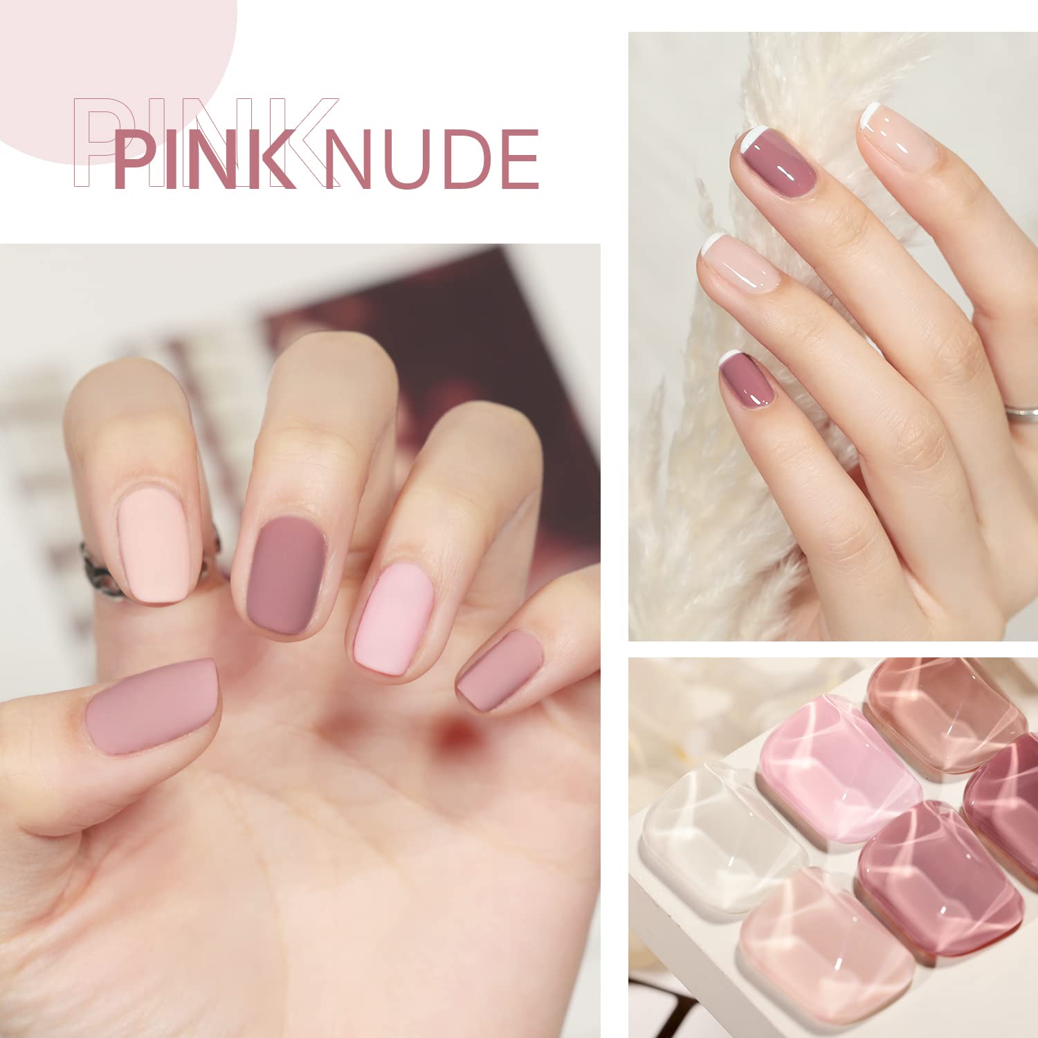 GAOY Pink Nude Gel Nail Polish Set – 6 Neutral Jelly Shades for Salon & Home