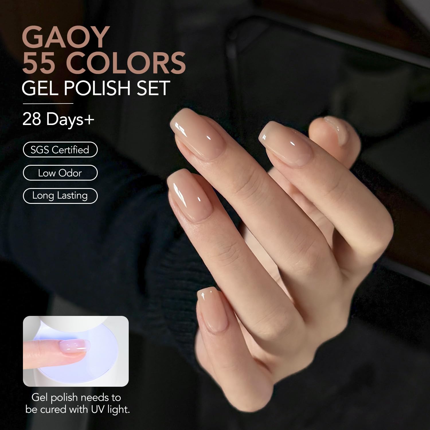 GAOY 60 Pcs Gel Nail Polish Set – 55 Colors + 5 Essentials for DIY Manicure