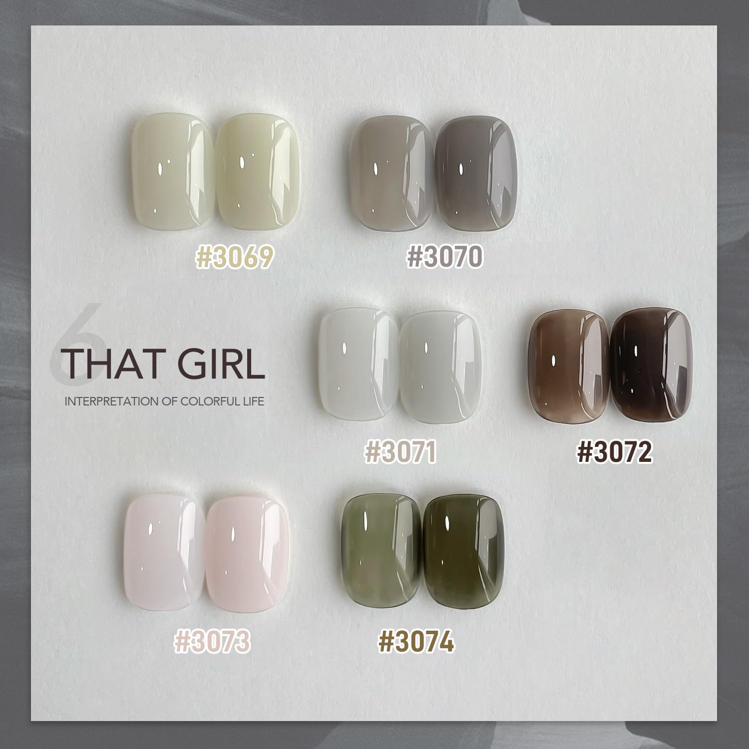 GAOY Milky Gel Nail Polish: 6 Creamy Nude, Gray & Green Shades for Home Manicures