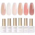 GAOY Milky Jelly Nude Gel Nail Polish Set – 6 Sheer Colors, UV Cure, Soak-Off Gel Kit