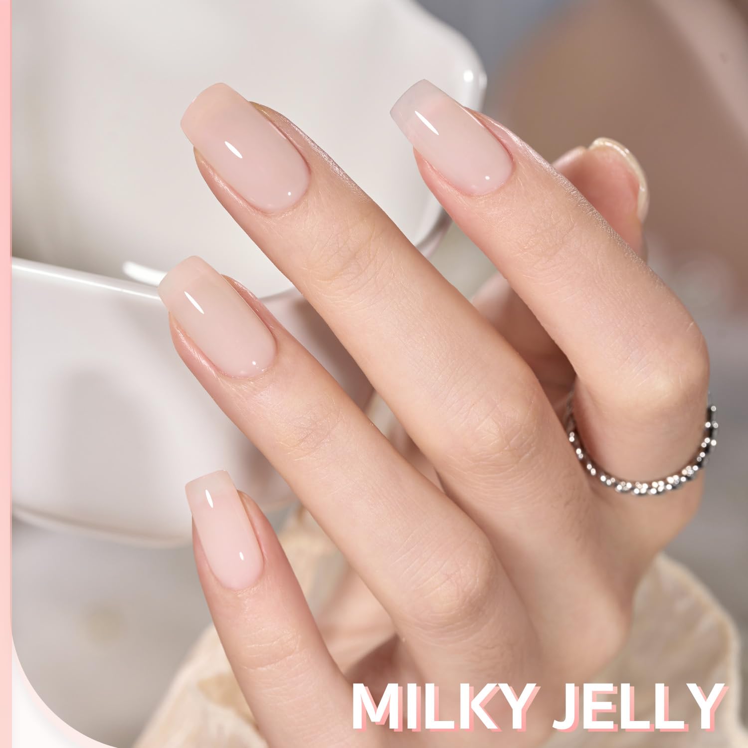 GAOY Milky Jelly Nude Gel Nail Polish Set – 6 Sheer Colors, UV Cure, Soak-Off Gel Kit