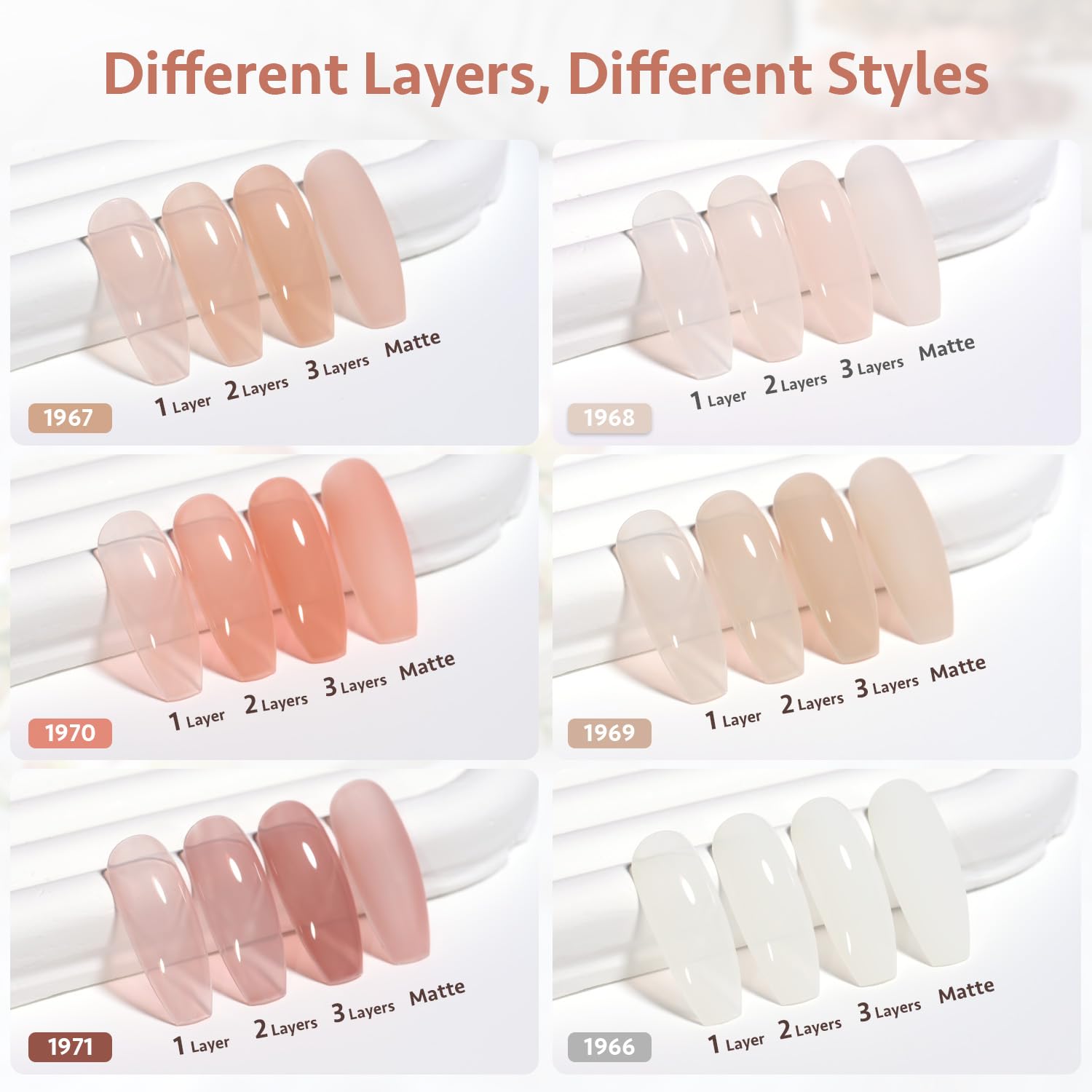 GAOY Milky Jelly Nude Gel Nail Polish Set – 6 Sheer Colors, UV Cure, Soak-Off Gel Kit