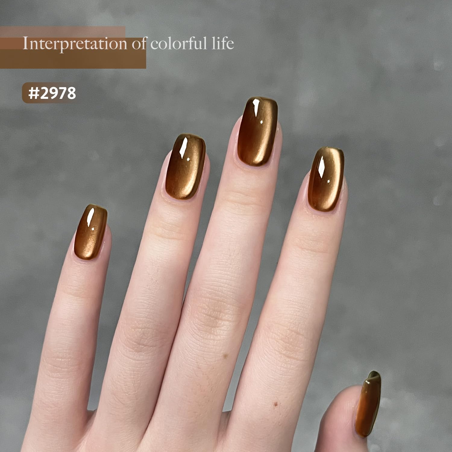 GAOY Jelly Brown Cat Eye Gel Nail Polish Set with Magnet – Glitter Holographic Cat Eye, UV Gel Manicure at Home