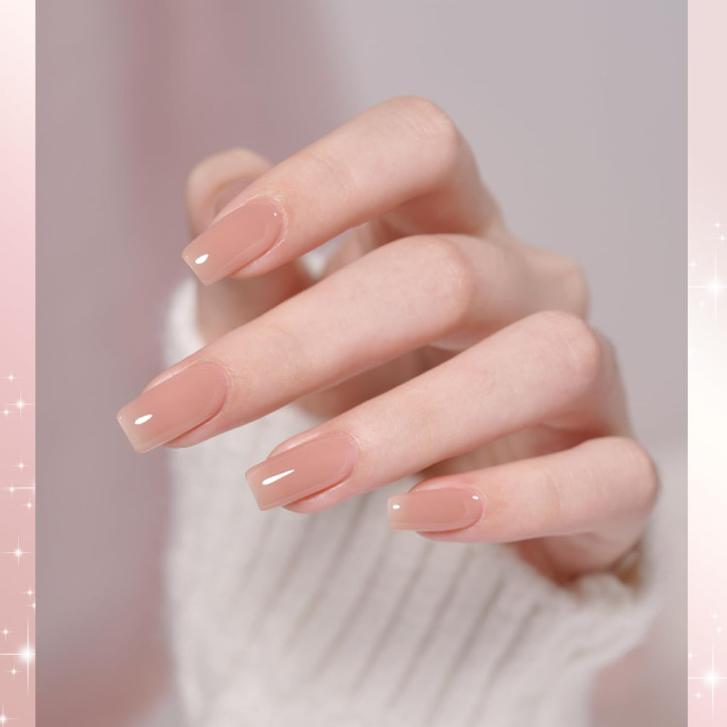 GAOY Nude Jelly Gel Nail Polish Kit – 6 Milky Pink Brown Shimmer Colors for Home Manicures