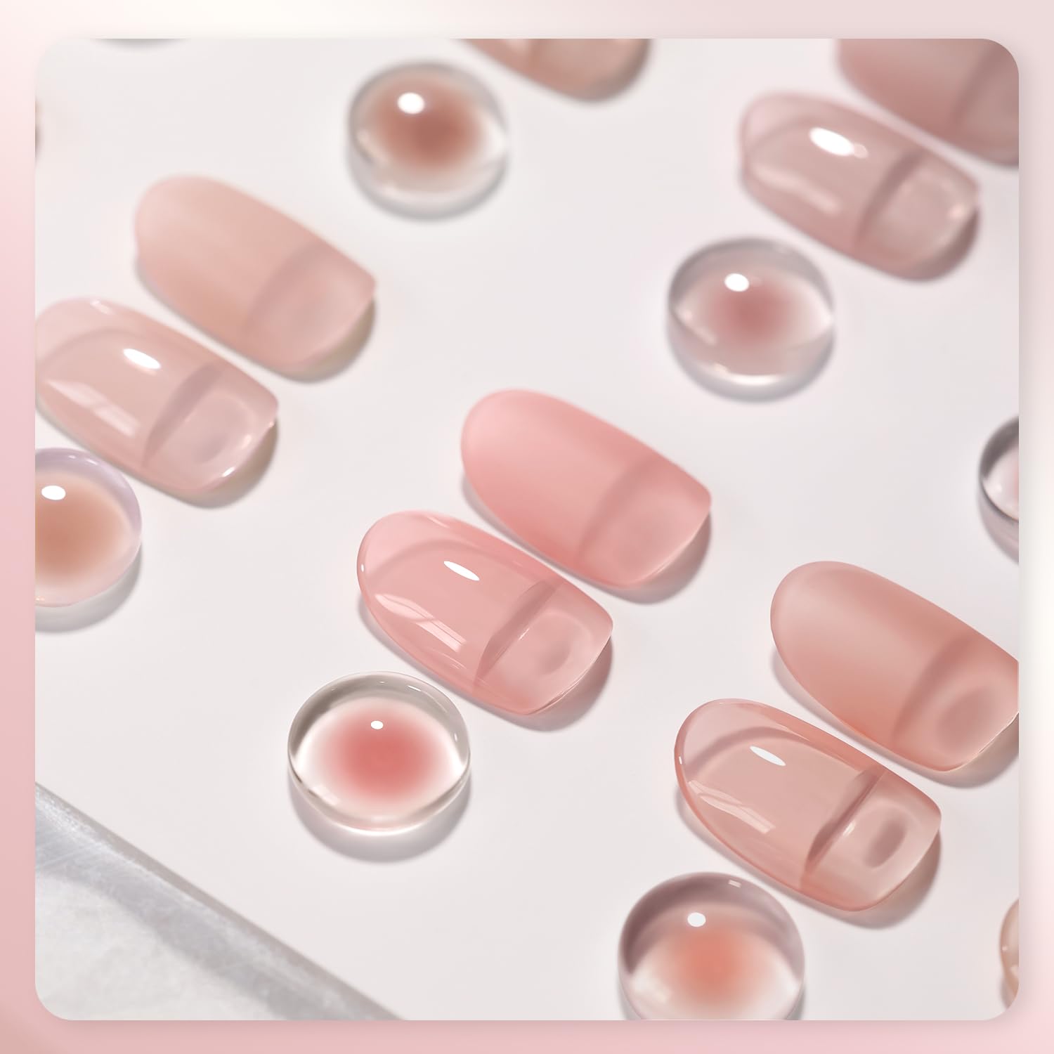 GAOY Nude Jelly Gel Nail Polish Kit – 6 Milky Pink Brown Shimmer Colors for Home Manicures