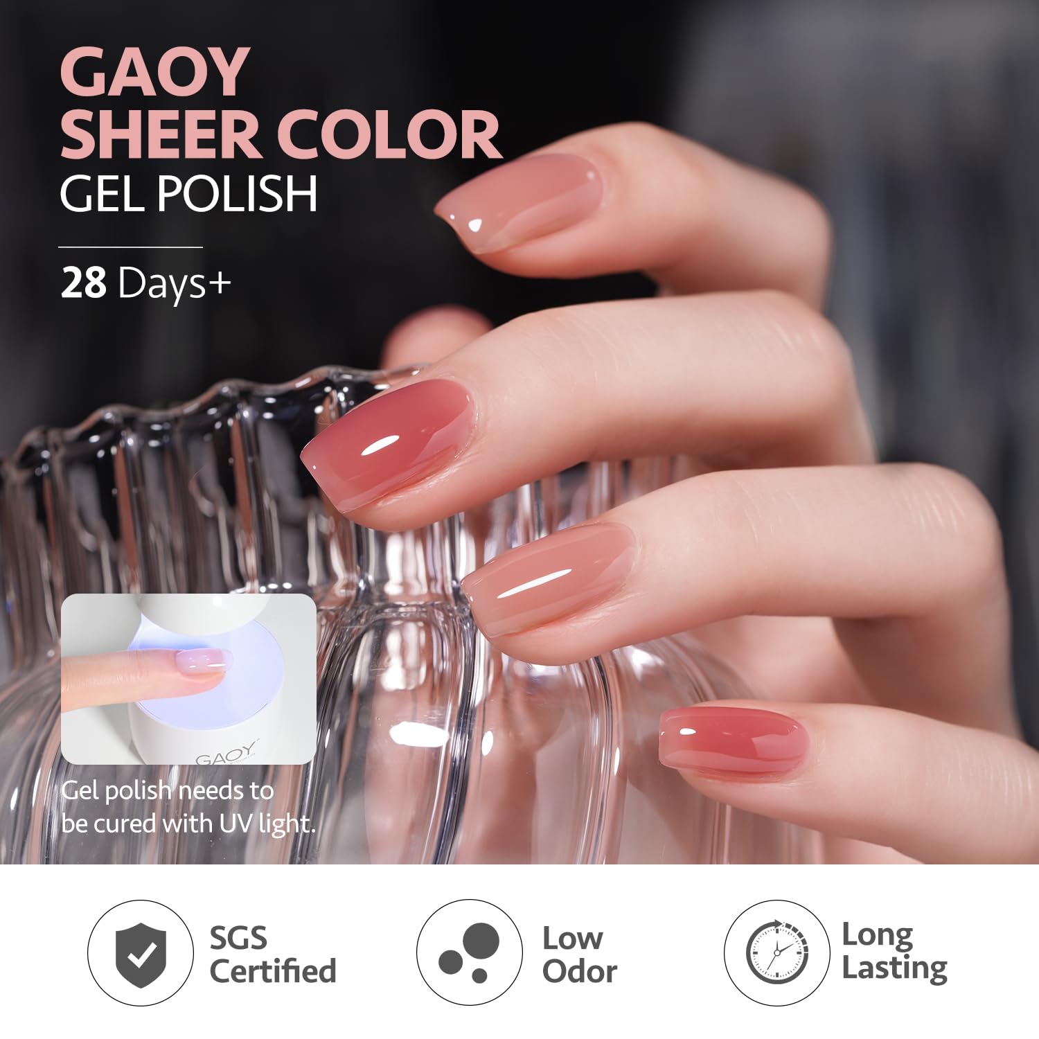 GAOY Nude Jelly Gel Nail Polish Set | 6 Milky Pink Neutral Shades for Salon and Home