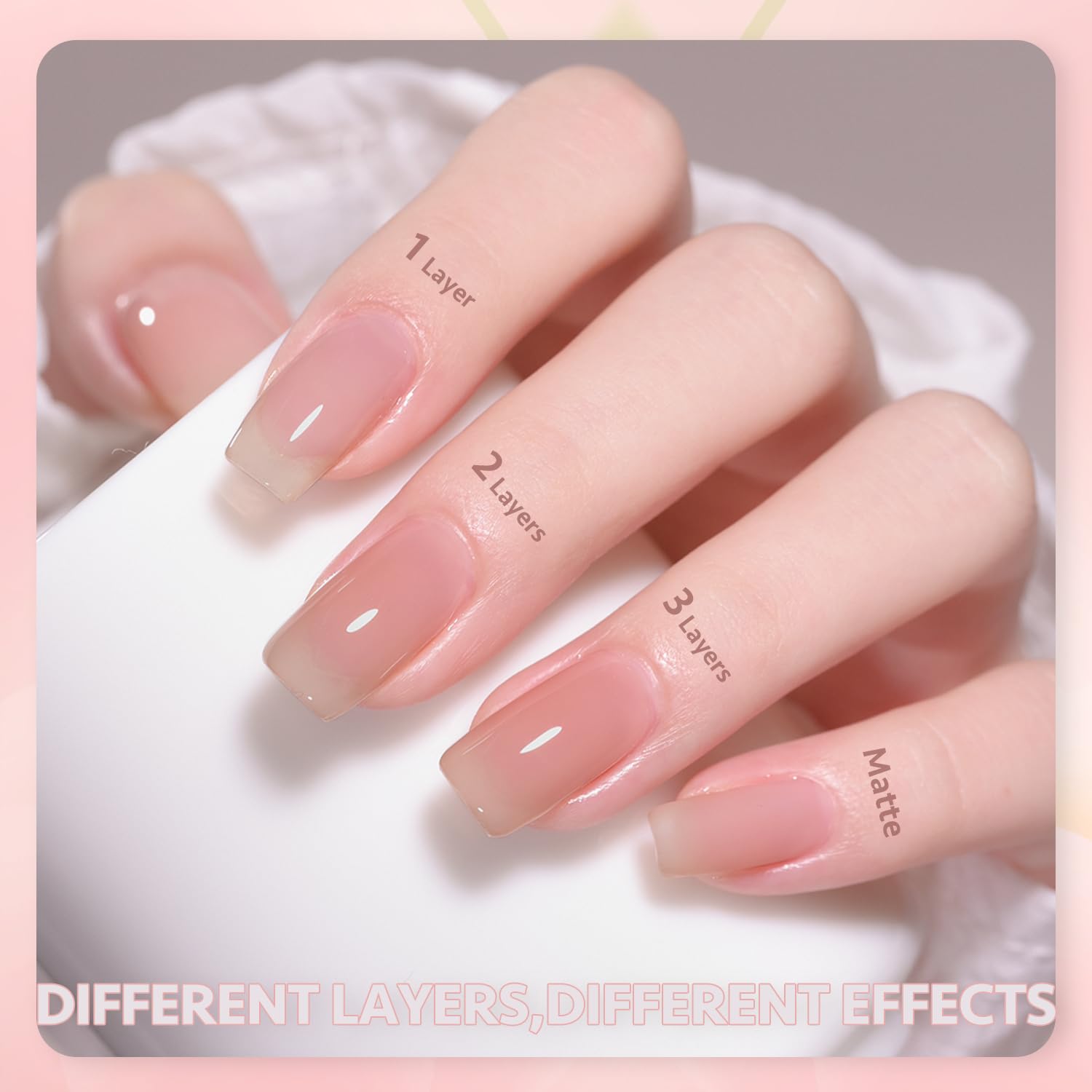 GAOY Nude Jelly Gel Nail Polish Set | 6 Milky Pink Neutral Shades for Salon and Home