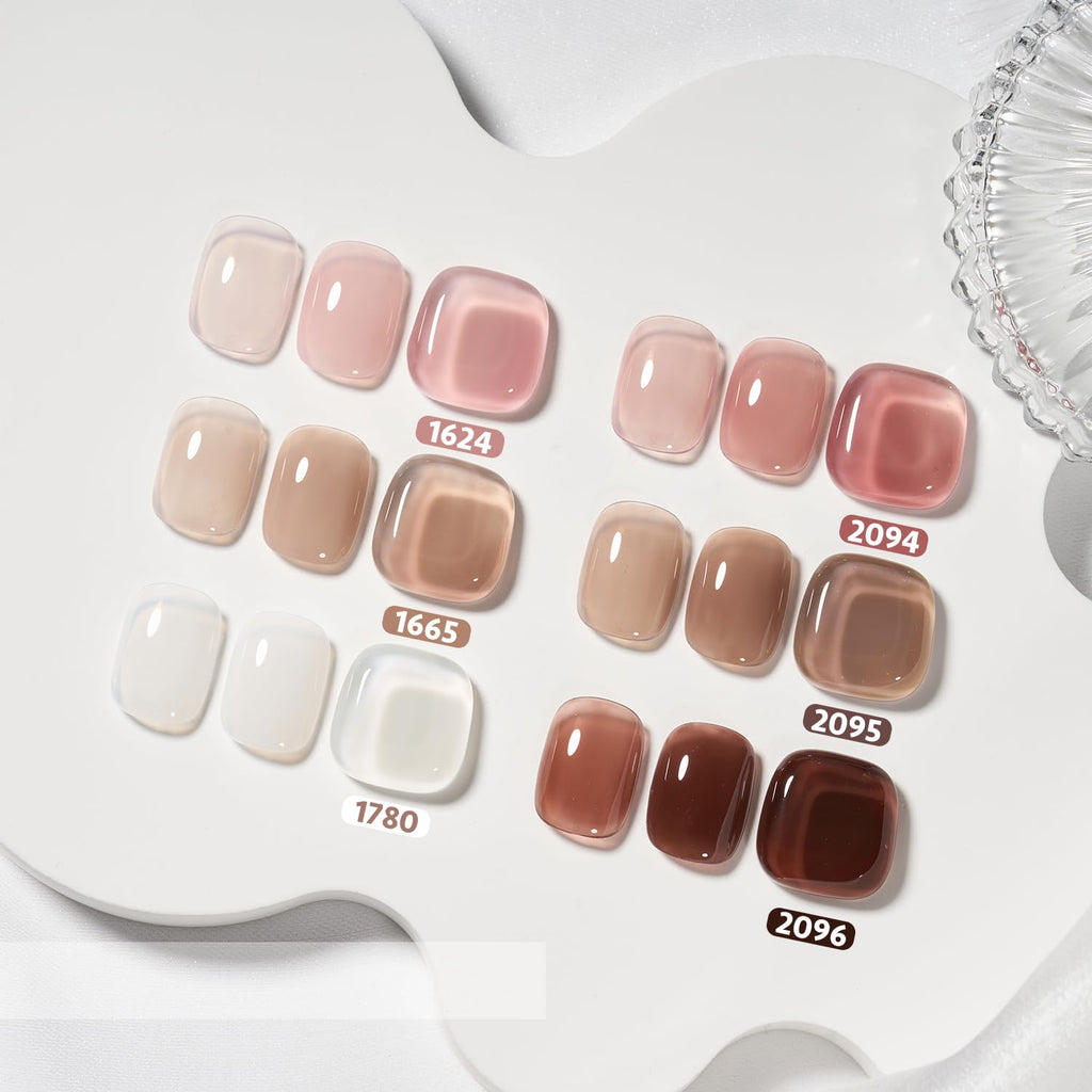 GAOY Rose Brown Jelly Gel Nail Polish Kit – 6 Milky Jelly Colors for At-Home Manicure