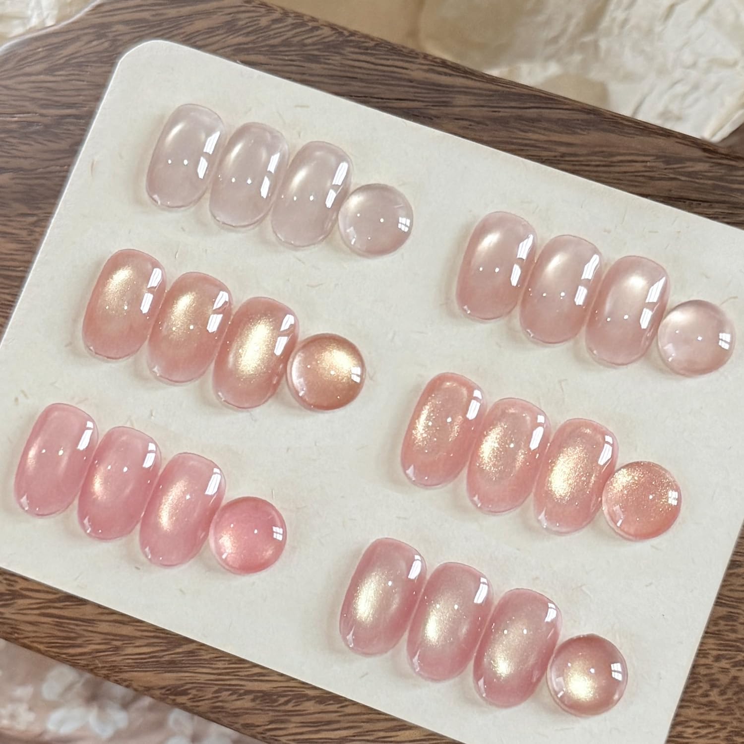 GAOY Soft Pink Cat Eye Gel Nail Polish Set – 6 Jelly Nude Colors with Magnet