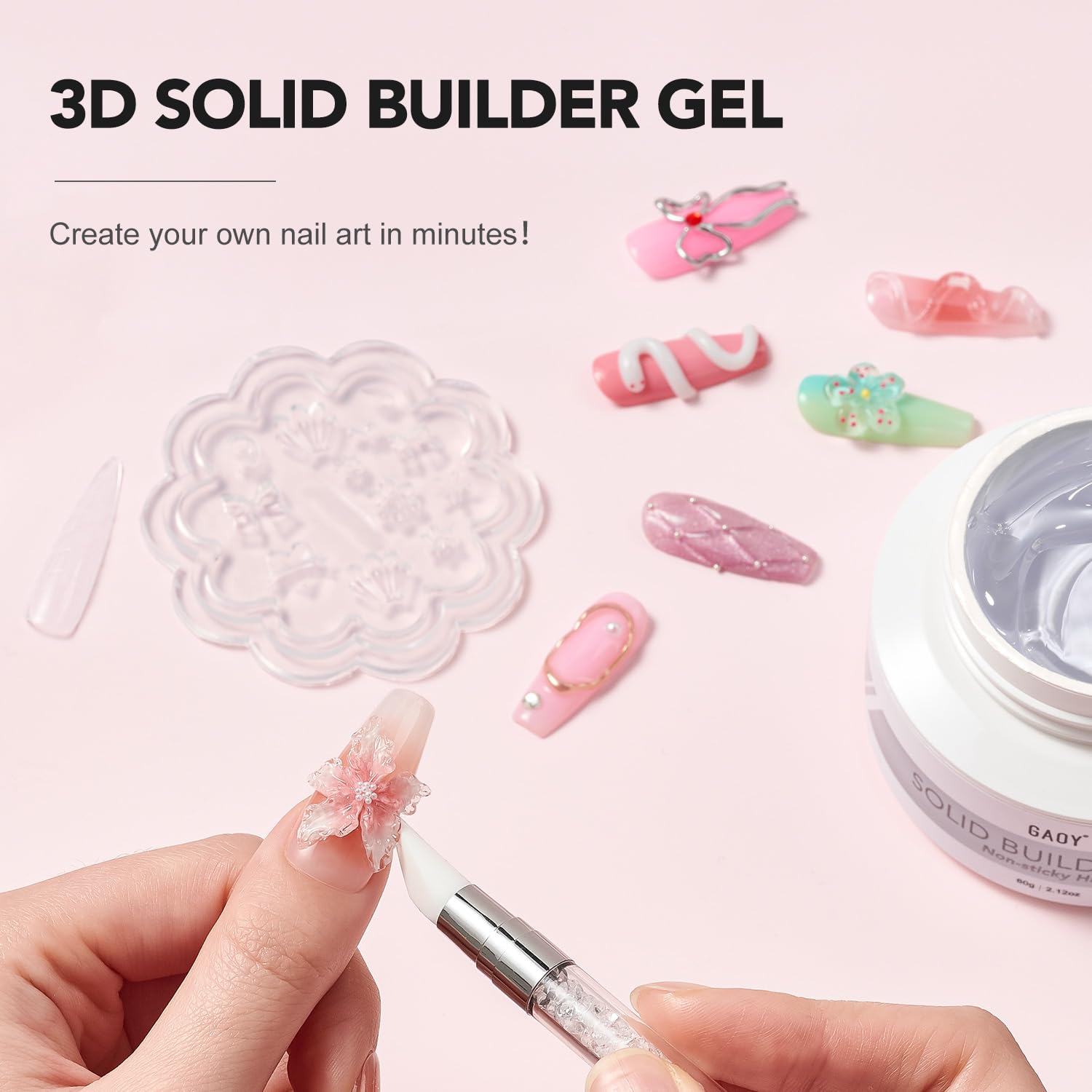 GAOY 60g Solid Builder Gel – Non-Sticky 3D Nail Sculpting & Extension (Clear)