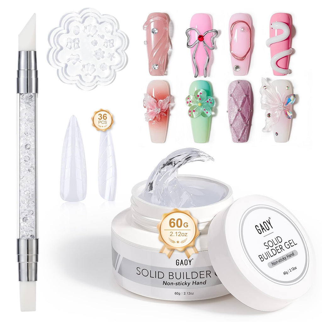 GAOY 60g Solid Builder Gel – Non-Sticky 3D Nail Sculpting & Extension (Clear)