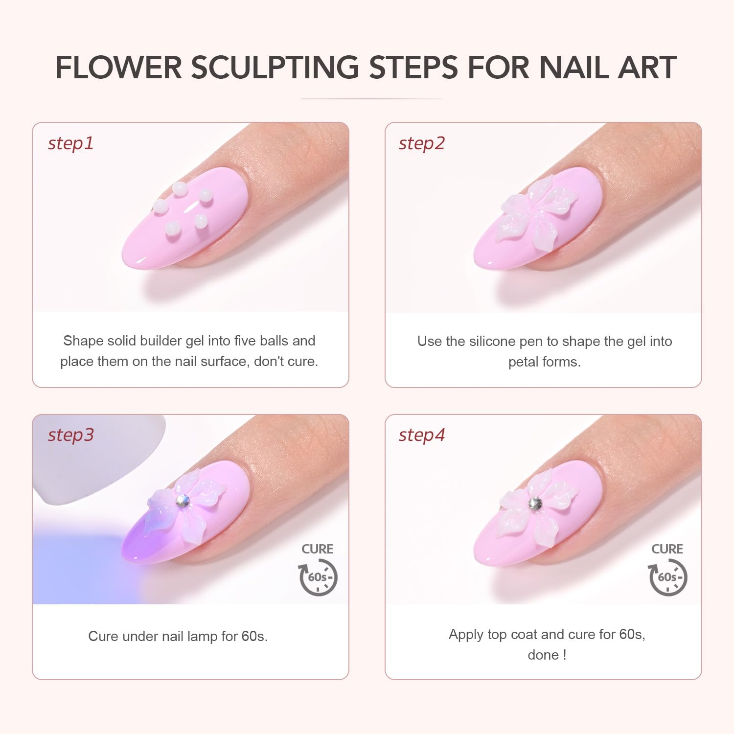 GAOY 60g Solid Builder Gel for Nails — Non-Sticky 3D Nail Art & Extensions