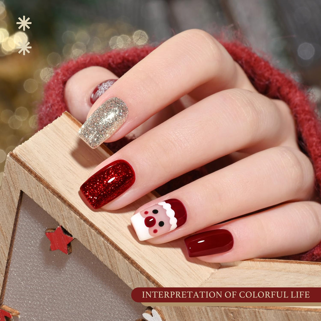 GAOY Red Christmas Gel Nail Polish Set, 6 Colors – UV Light Cure & Soak Off