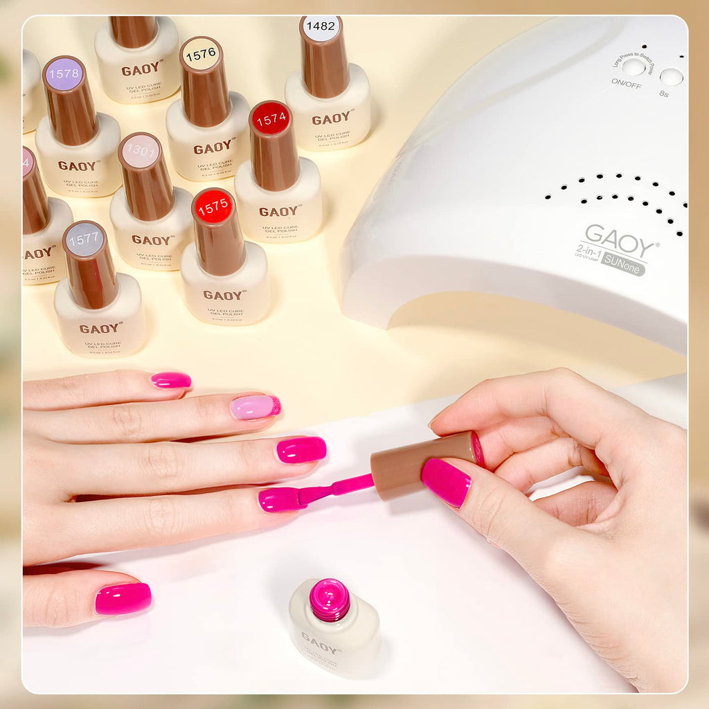 GAOY 39-Color Gel Nail Polish Kit with Glossy & Matte Top Coats – All Seasons