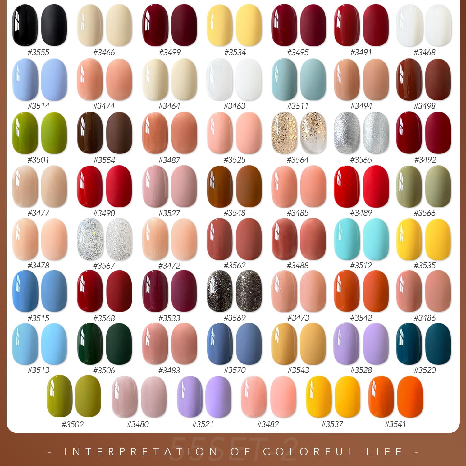 GAOY 60 Pcs Gel Nail Polish Set – 55 Colors + 5 Essentials for DIY Manicure