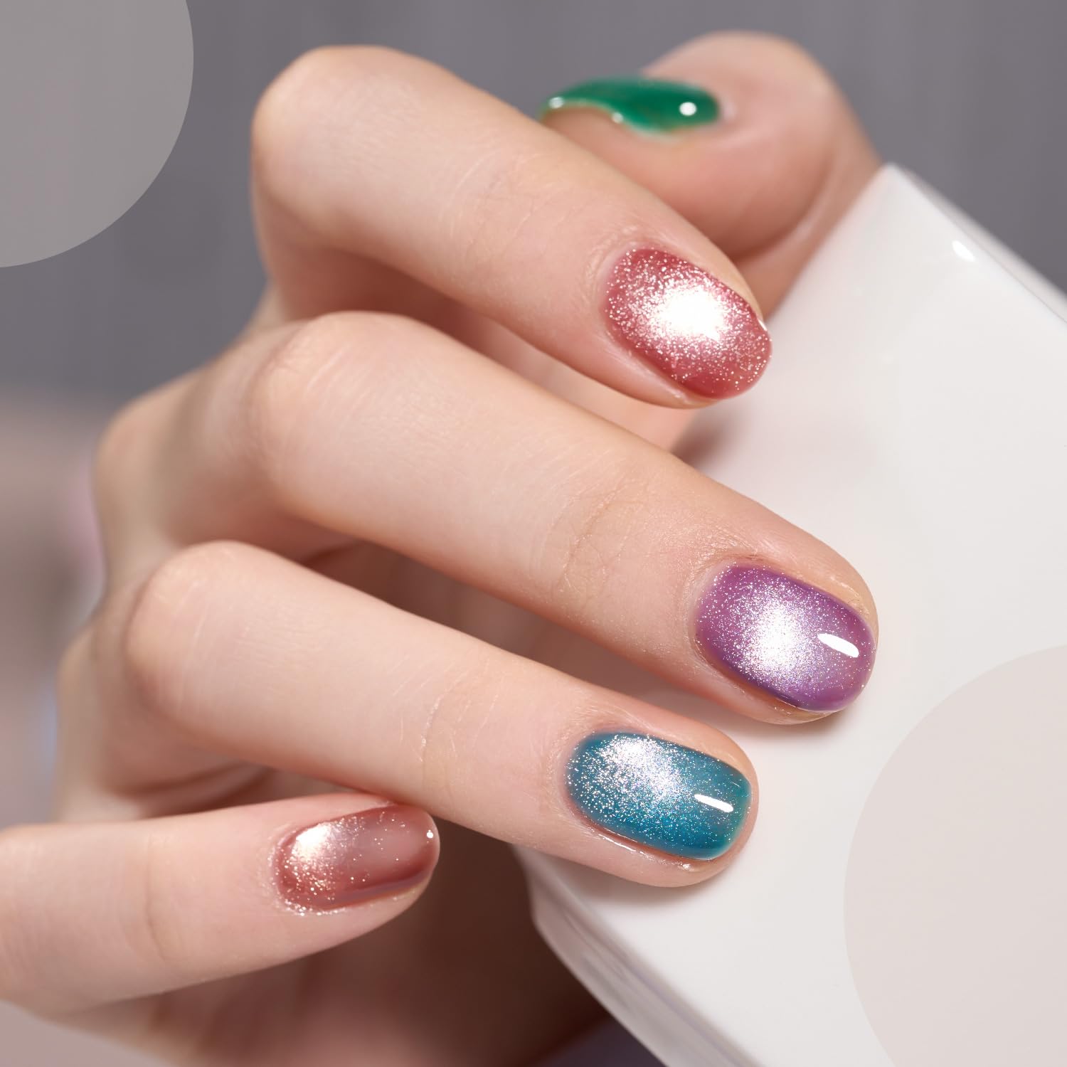 GAOY Glitter Galaxy Cat Eye Gel Nail Polish Set with Magnet – Holographic Cat Eye Nail Art at Home