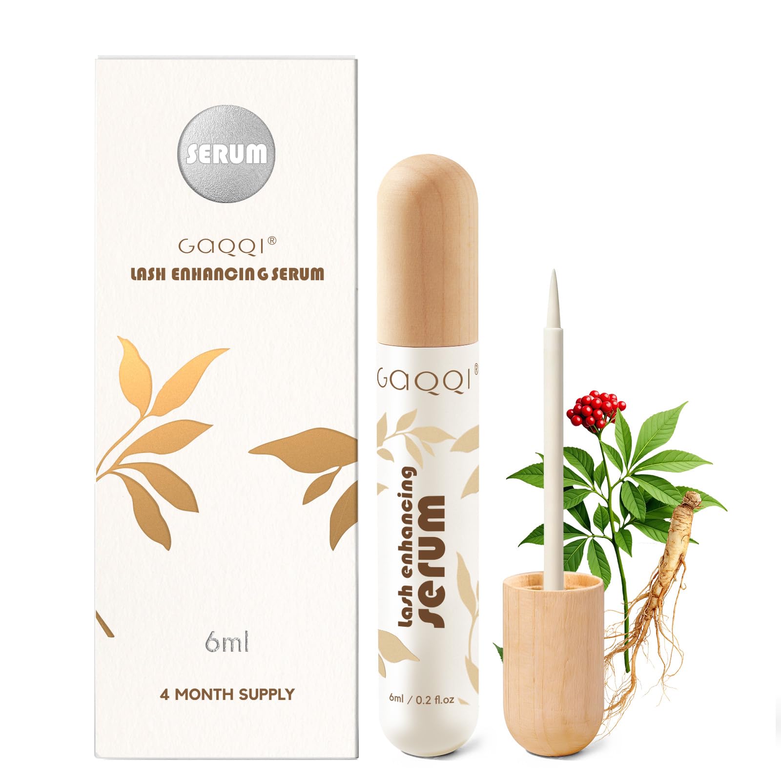 GAQQI Lash Serum for Eyelash Growth – Longer, Fuller Lashes, Prostaglandin-Free, Vegan & Cruelty-Free (6ml)